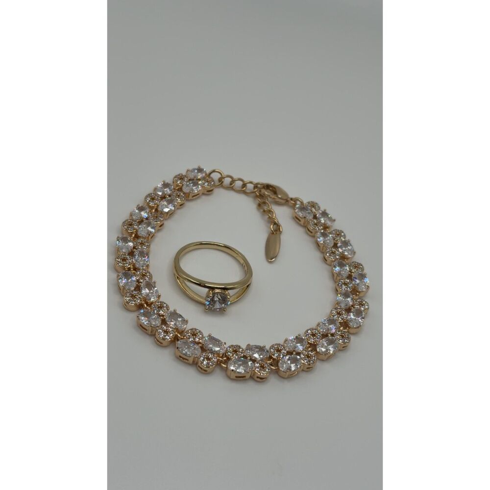conjunto con sirconia chapado en oro